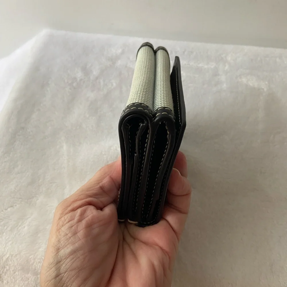 BURBERRY Blue and Black Two-Tone Trifold Canvas and Leather Wallet - Picture 7 of 13